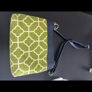 Spartina linen/ leather cross body bag